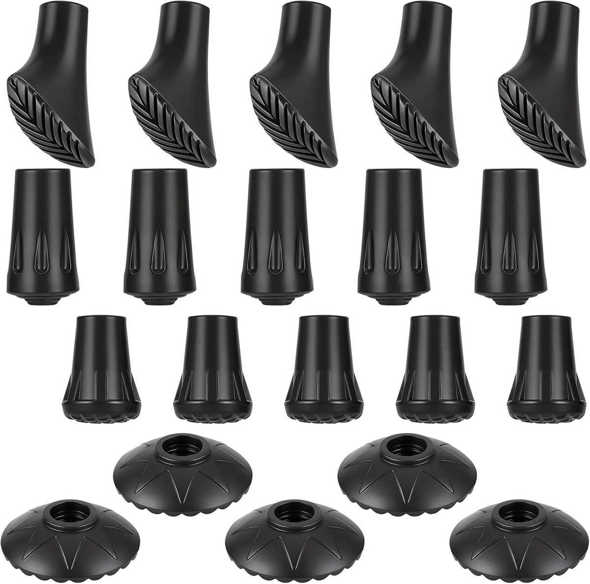 Wandelstok Doppen - Stok Beschermers - Veilig Wandelen - 20 Stuks Universeel - 11 mm Doorsnee - Zwart