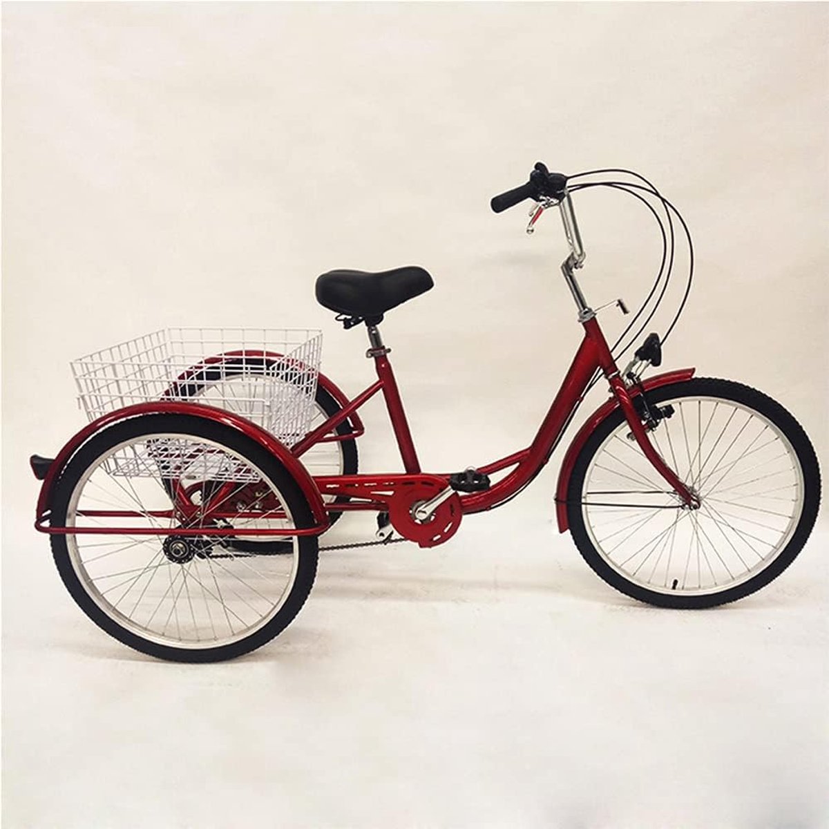 Driewieler voor volwassenen - Driewiel - Boodschappen doen - 6 versnellingen mand - 24 inch - Rood
