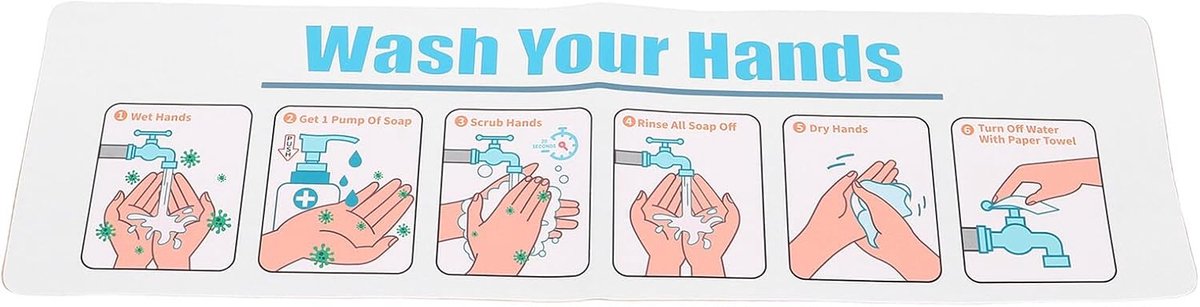 Toilet Stickers - Handen Wassen Instructie - Hygiëne Bevorderen - Duurzaam PVC Materiaal -