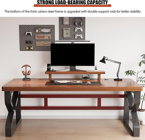Gaming bureau - Werktafel - Thuis kantoor - Massief houten blad - 100x50 cm - Wit — afbeelding 5