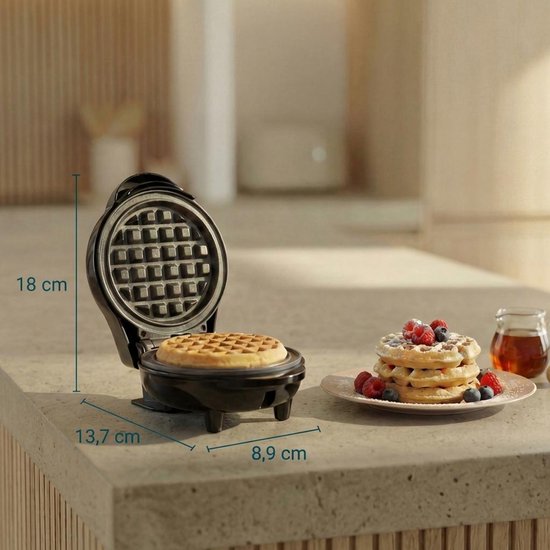 Bestron Wafelijzer - AMW500Z - 550W - Mini wafel - Anti aanbaklaag - Zwart - 5 jaar garantie van Bestron — afbeelding 3
