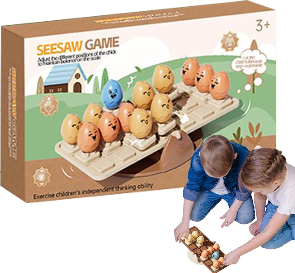 Balansspel Kippen - Wipwap Spel - Educatief Spel - Sensorische Interactie - 20 x 11.9 x 5.4 cm - Meerdere Kleuren