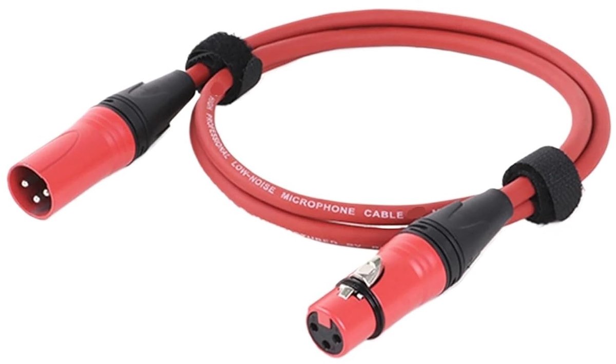 XLR Kabel - Microfoonkabel Audio - Geluid Verbinding - Zuiver Koper Afgeschermd - 1 Meter - Rood