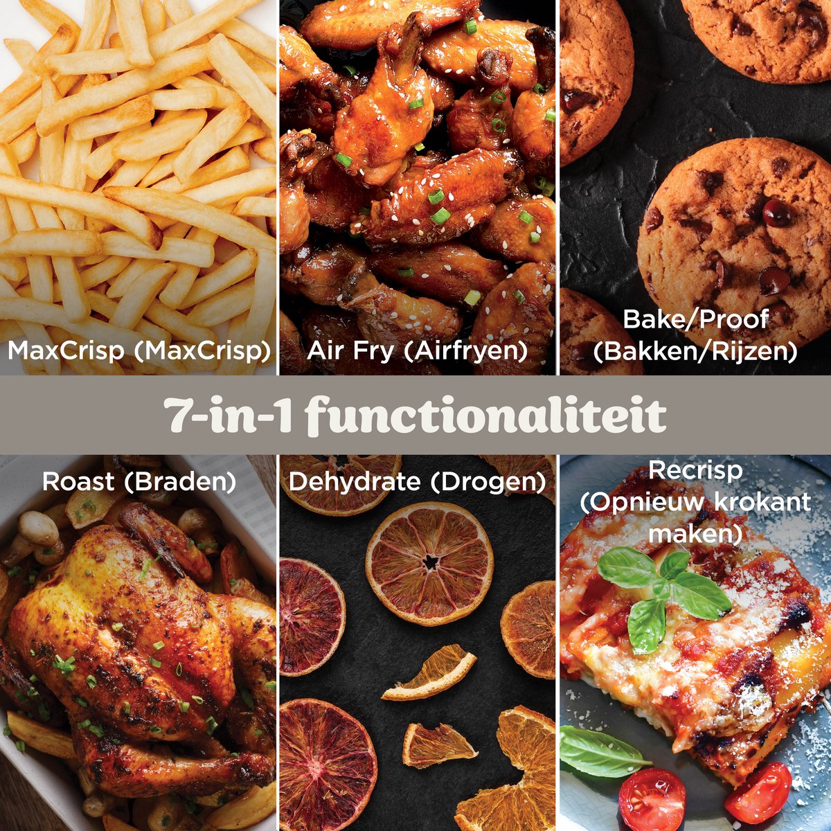 Ninja CRISPi PRO 7-in-1 Glazen Airfryer met 7 functies - Airfryen, Bakken, Braden, Rijzen, Drogen. Max Crisp en Opnieuw krokant maken - 2.3 liter en 5.7 liter glazen schaal - PFAS vrij koken - Stone - AS101EULG – foto 7