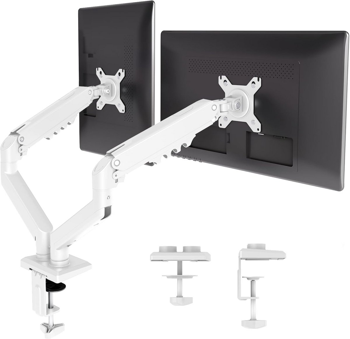 Dubbele Monitor Arm voor Bureau, Wit
