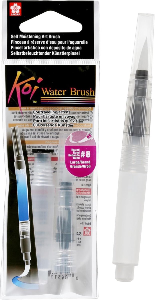 Koi waterborstel met brede punt en ingebouwd waterreservoir