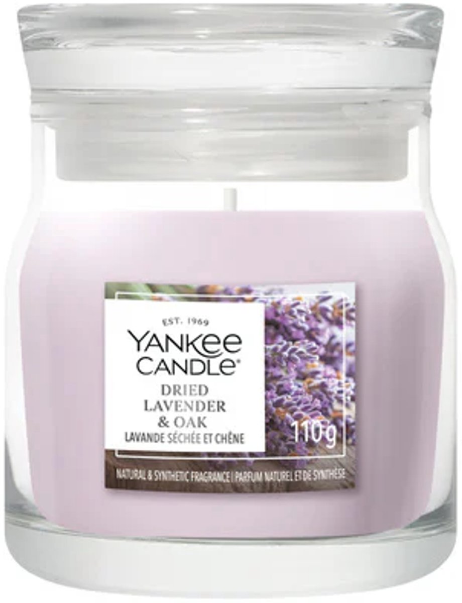 Yankee Candle Dried Lavender & Oak Small Jar Geurkaars - tot 30 branduren Paars