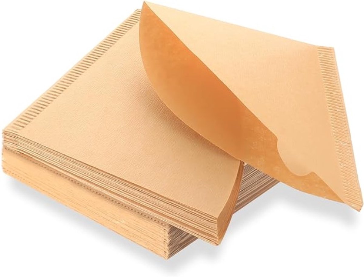 200 stuks V-vormige koffiefilters voor 1-2 kopjes, ongebleekt filterpapier voor kegelvormige koffiezetapparaten