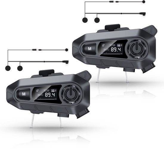 Tech Essentials R500 - Motorhelm Headset - Met Bluetooth 5.4 - Intercom - Radio - Harde microfoon - Brommer - Scooter - 2-Pack