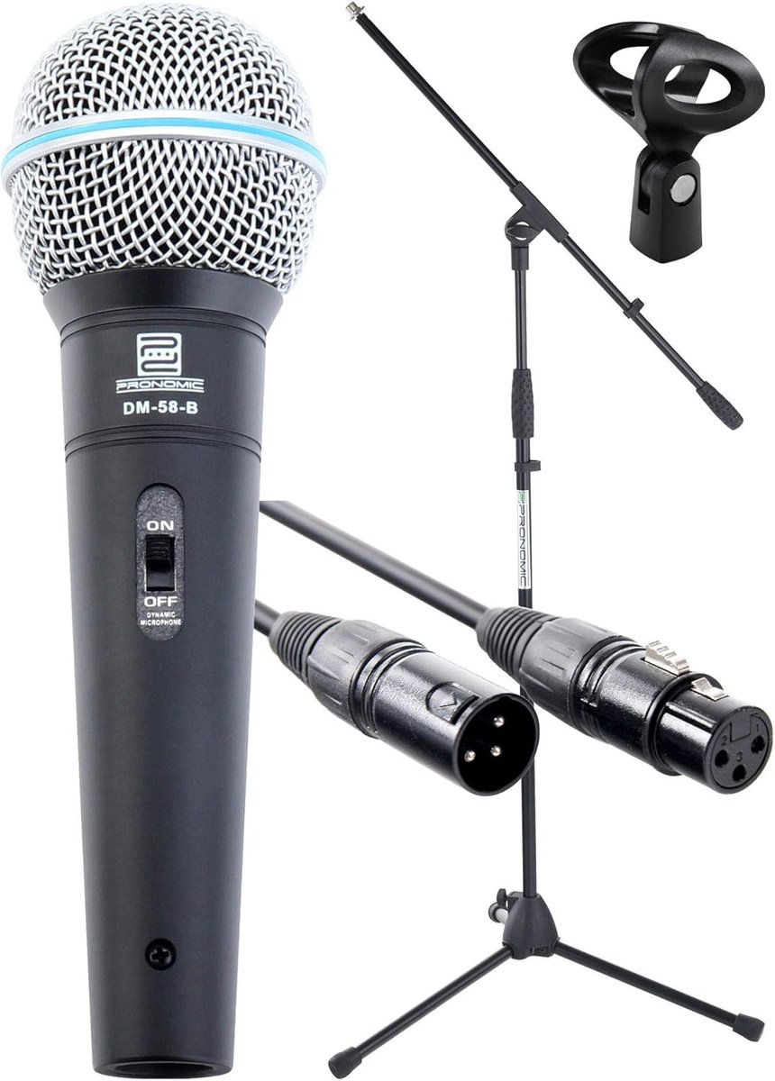 Compleet XLR Microfoonset voor Podium en Zang met Statief en Kabel