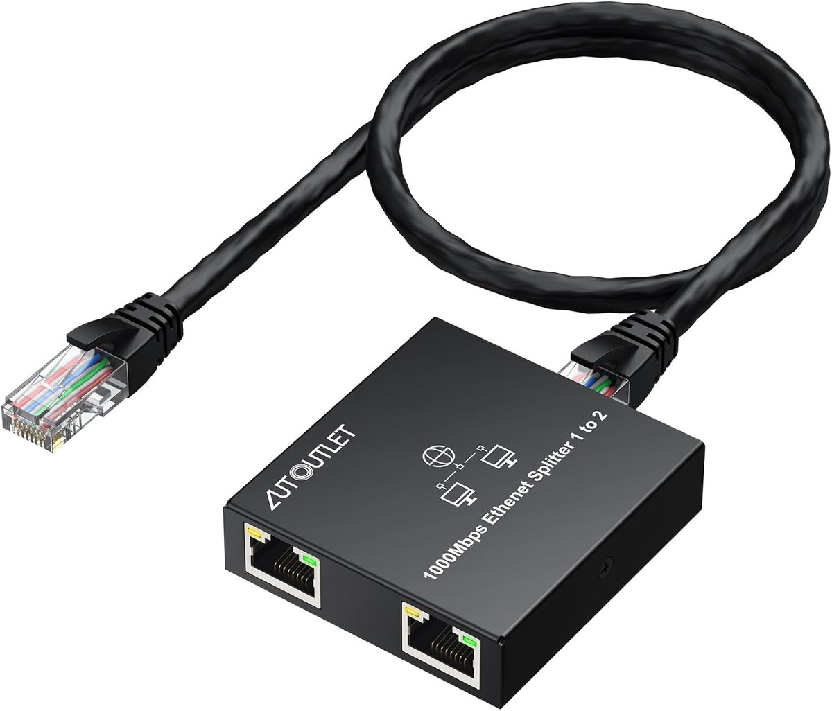 Ethernet Splitter - Netwerk Verdeler - Internet Delen - 1 In 2 Uit - 19 x 15 x 19 cm