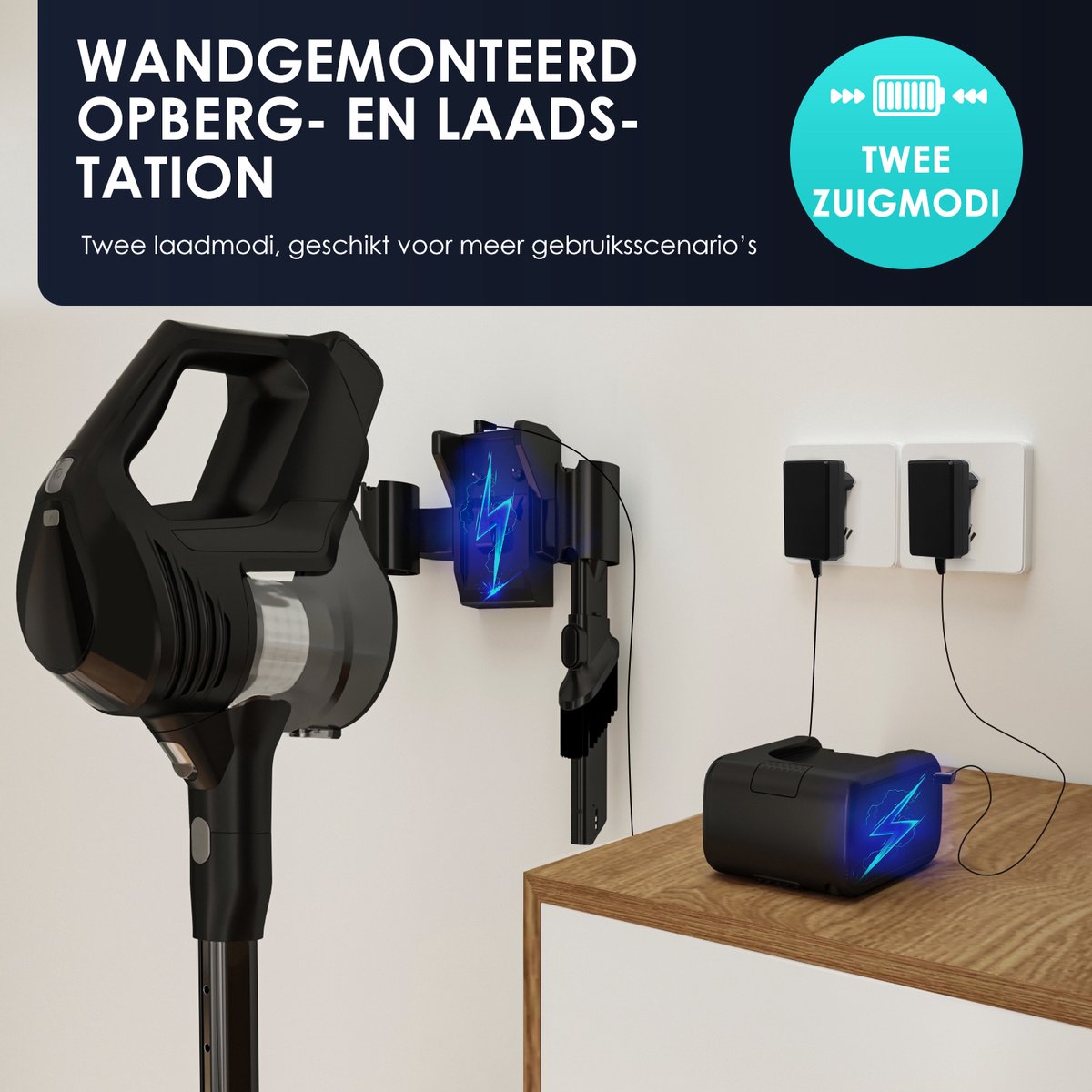 Elekiatech - Steelstofzuiger Draadloos - 50000Pa - 50 Min Gebruikstijd - 1.8L Stofbak - LED display – voor Harde Vloeren, Tapijt en Dierenharen - Zwart — afbeelding 5