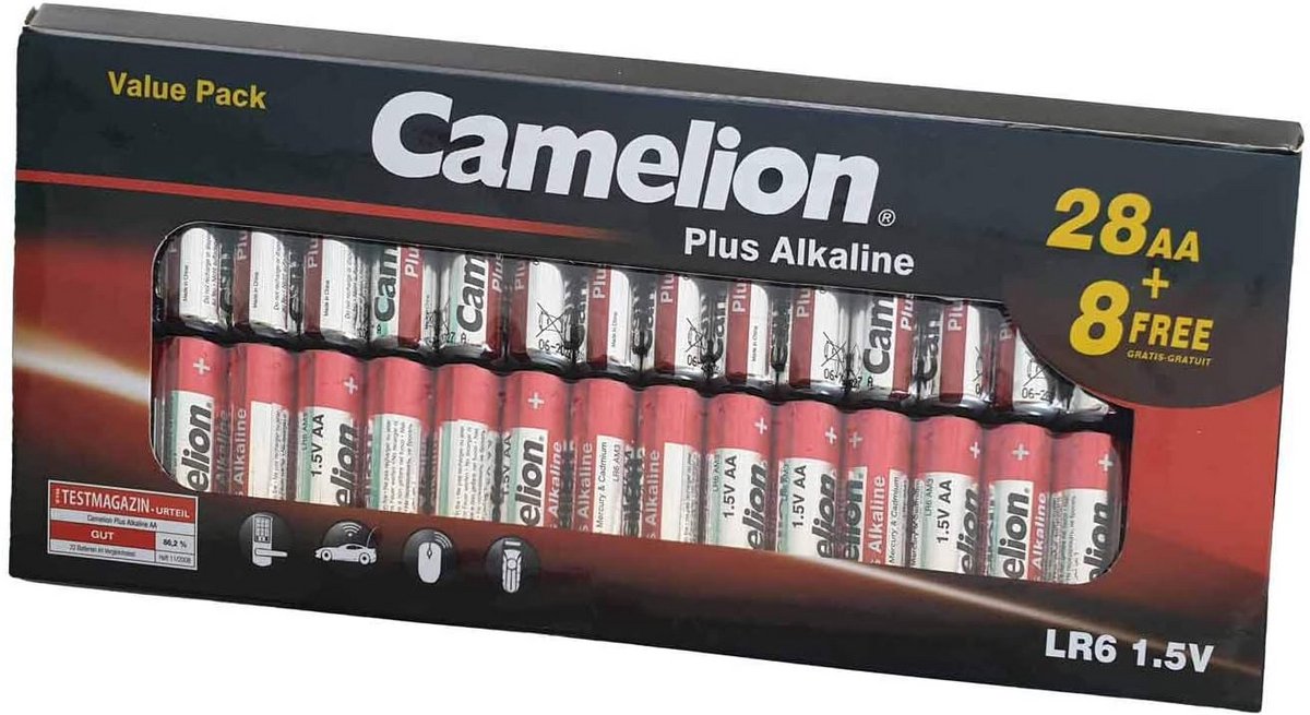 Alkalinebatterijen AA 1,5 V 36 stuks