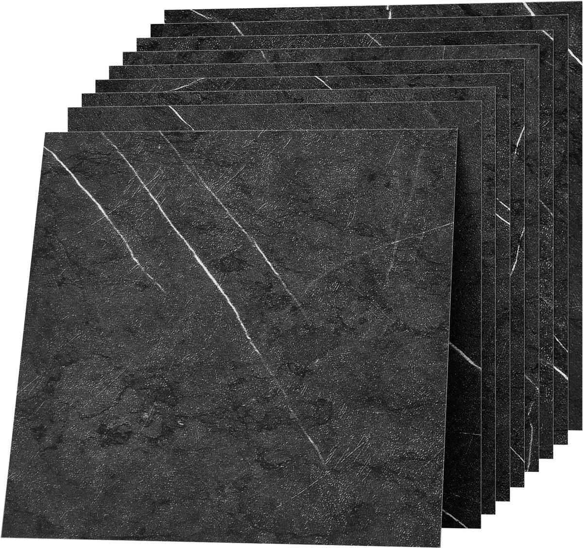 30x30cm Zelfklevende PVC Vloertegels - Marmer Look Vinyl Tegels, Waterdicht & Slijtvast - Geschikt voor Woonkamer, Keuken, Badkamer, Balkon - Zwart/Grijs - 50 stuks (4,5 m²)