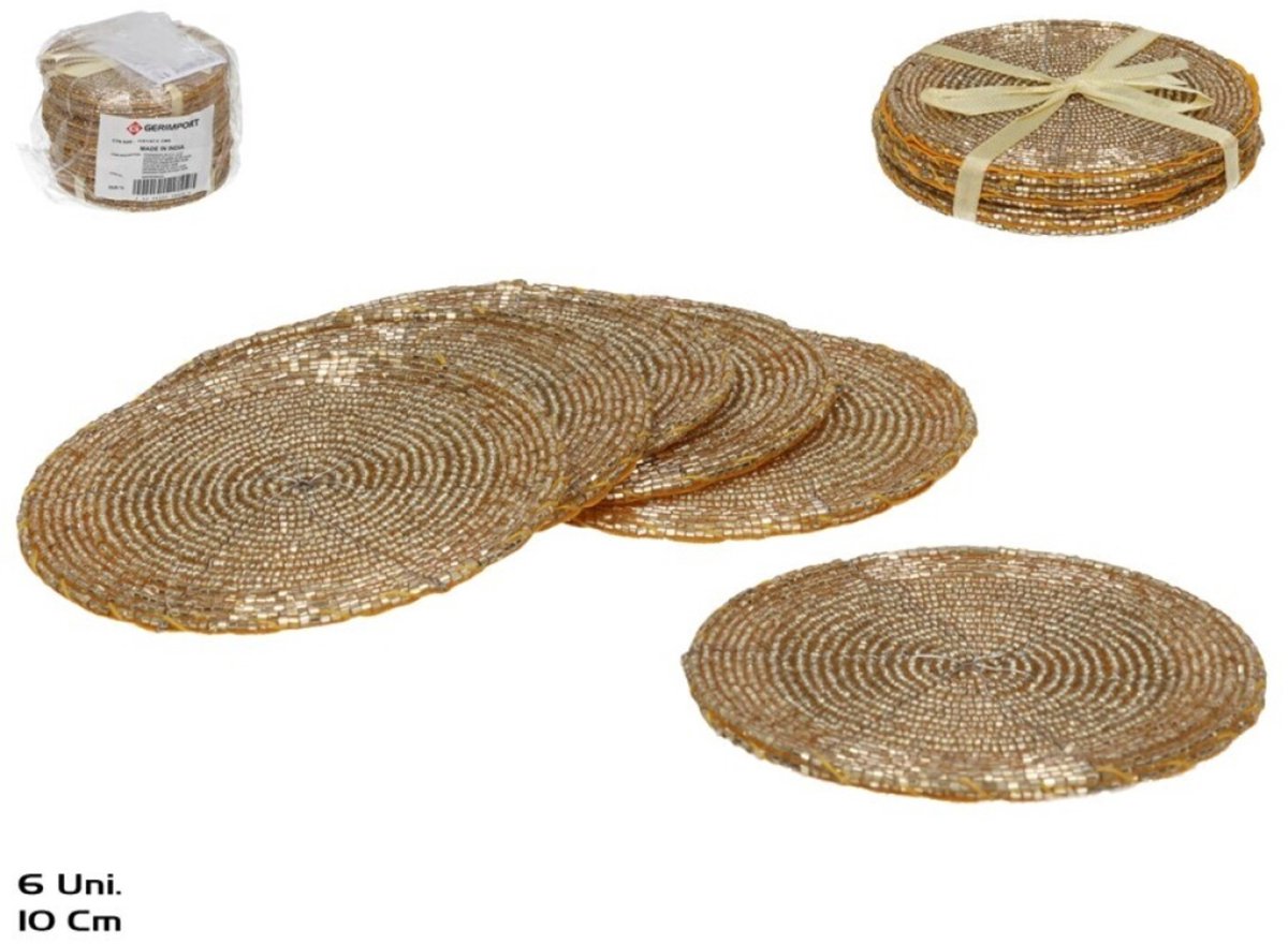 Gerimport Onderzetters - 12x stuks - kunststof - goud - 10 cm - voor glazen