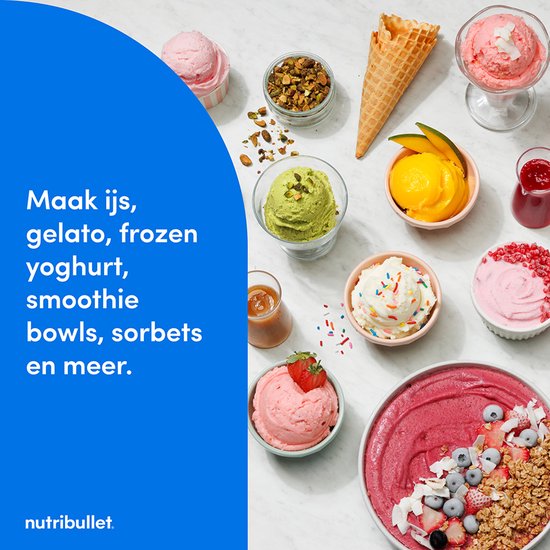 Nutribullet Chill IJsmachine Beige - 500W - 5 Programma's - Roomijs, Sorbet, Gelato en Frozen Yogurt van Merkloos — afbeelding 3