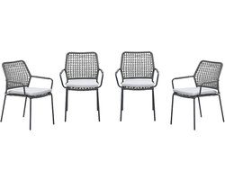 Garden Impressions Swifty tuinstoelen set van 4 – carbon black / rope grey
