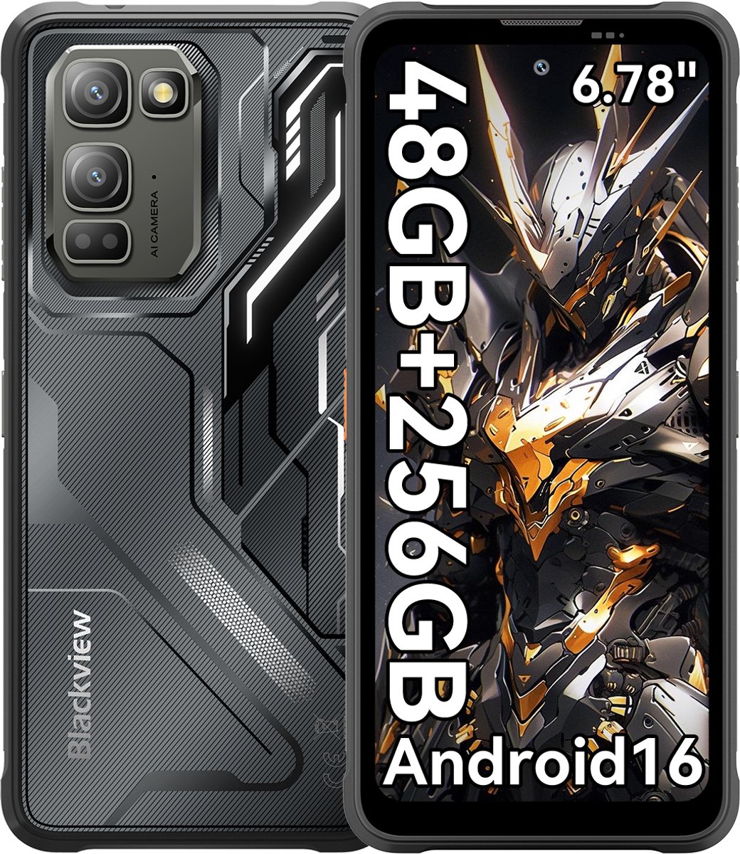 Blackview FORT 5 - Robuuste Smartphone - 4G - 36GB RAM - 256GB ROM - 6.78 inch 120Hz - Robuuste Telefoon - Nachtzicht - Android 16 - NFC - GPS - Zwart