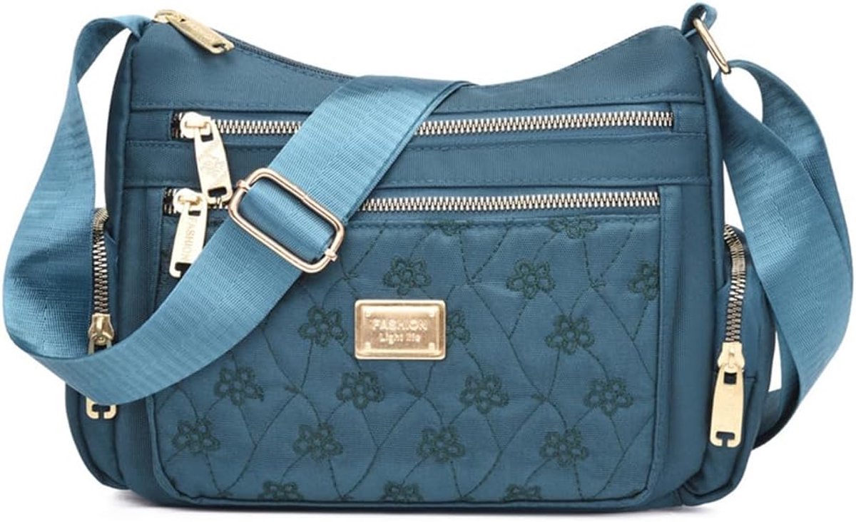 Dames Crossbody Tas met Bloemenborduurwerk en Verstelbare Schouderriem