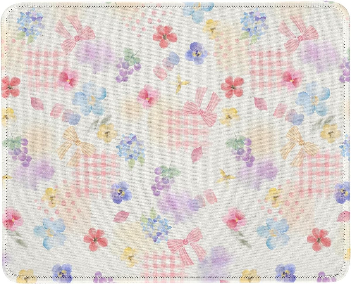 Gaming Muismat Bloemen & Strik (26x21 cm) - Antislip Bureau Beschermer voor PC en Laptop