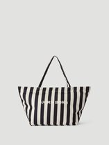 Björn Borg Strandtas Met Rits Tote Bag - Polyester Recyclé - Met Magneetsluiting - 27 Liter - Zwart/Wit Rayé