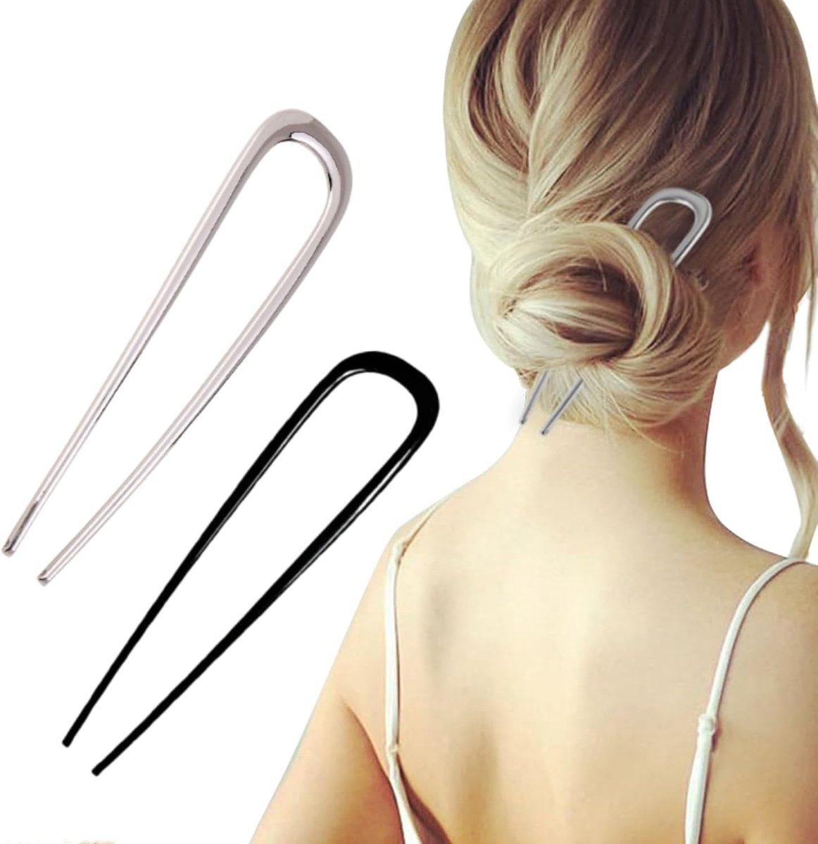 Set van 2 Metalen Haarspelden - U-Vorm Franse Twist Klem voor Vrouwen - Vintage Kapsel Accessoire