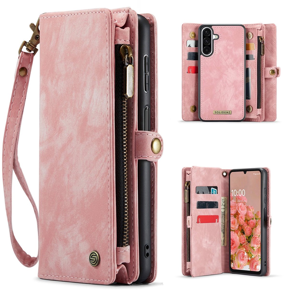Solidenz Hoesje - Geschikt voor Samsung Galaxy A17 - Urban Wallet - Roze