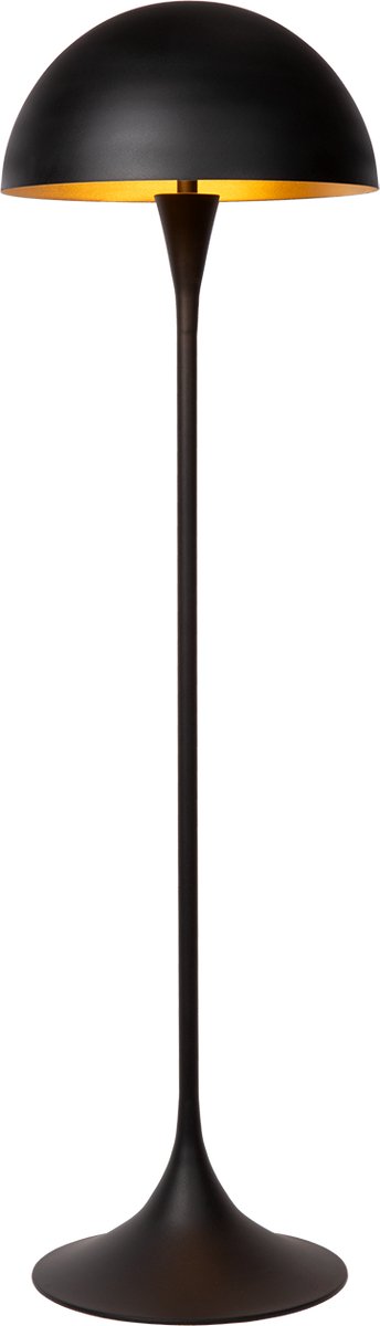 Atmooz Taluha Vloerlamp – H140 cm – Industriële Vloerlamp – Bolvormige Kap met Goud – Luxe Moderne Staande Lamp – E27 Fitting – Vintage Sfeerlamp – Zwart & Goud