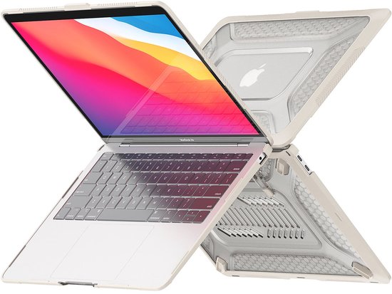 Turtle Shift Laptopcover Shield geschikt voor MacBook Air 13' inch - 2020 en 2018 - A2337 / A2179 / A1932 - Beige