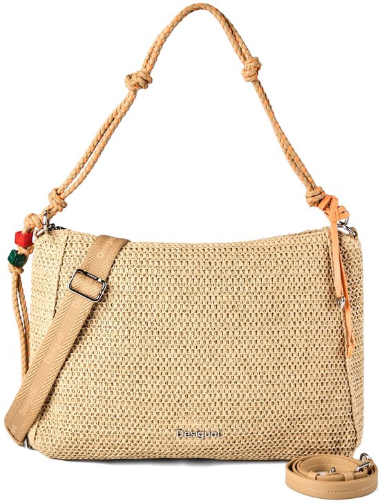 Desigual sac à épaule bandoulière Half Logo Raffia Leiria Bag Natural beige
