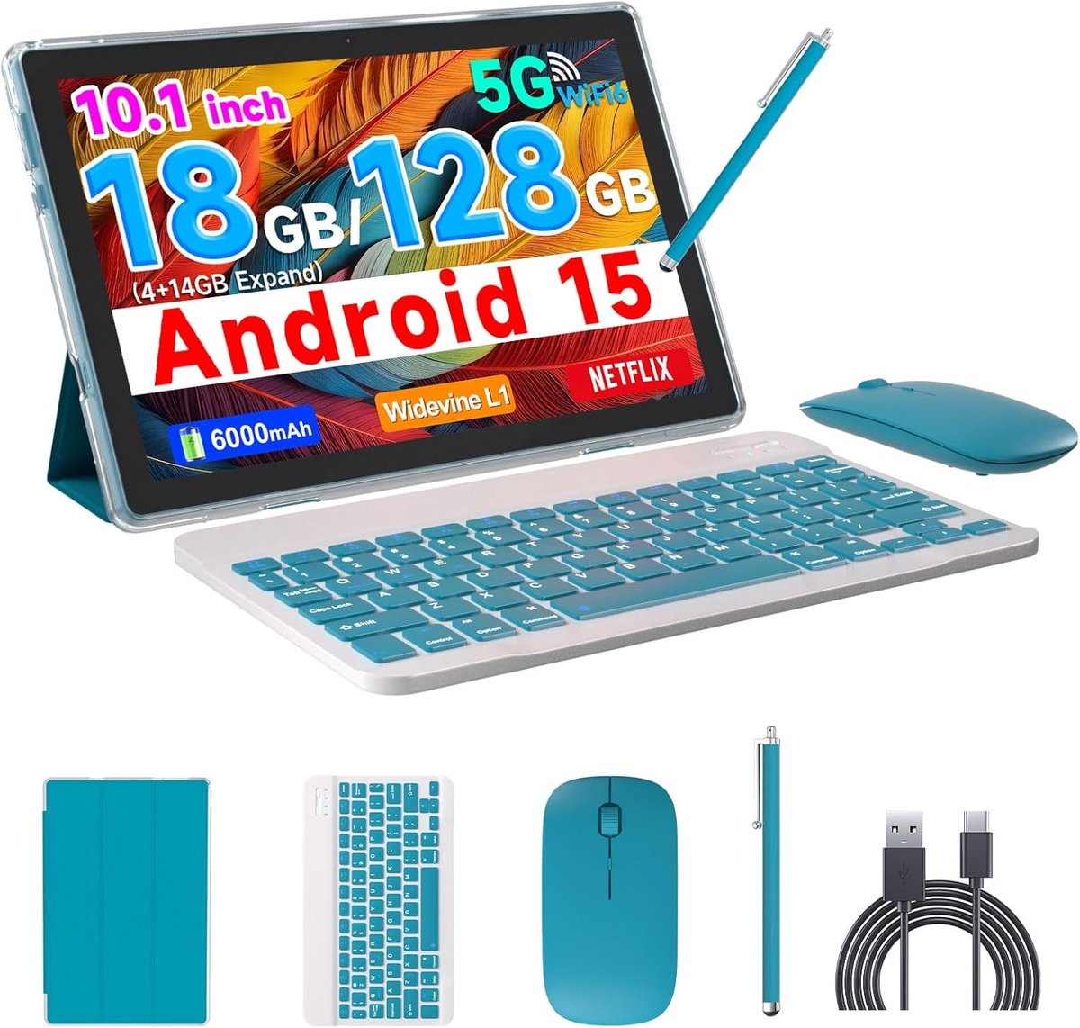 Android Tablet - 2-in-1 apparaat - Productief werken - Google gecertificeerd - 10 inch scherm - Zwart