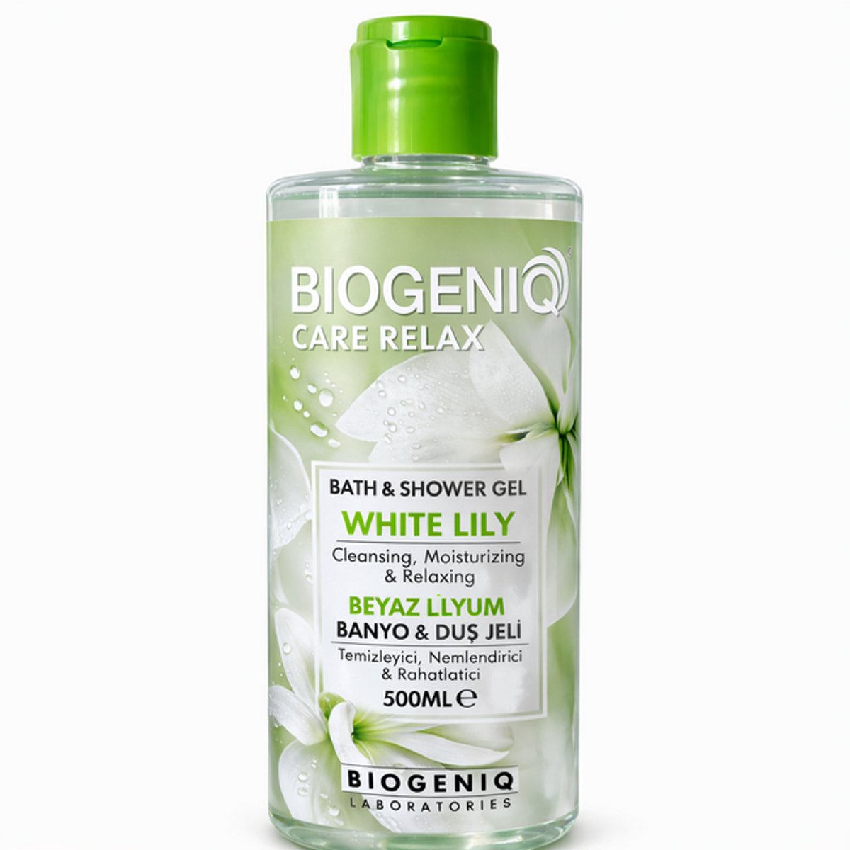 Biogeniq Care Relax Witte Lelie Bad & Douchegel 500 ml – Hydraterende Douchegel met Witte Lelie voor Zachte, Schone en Ontspannen Huid