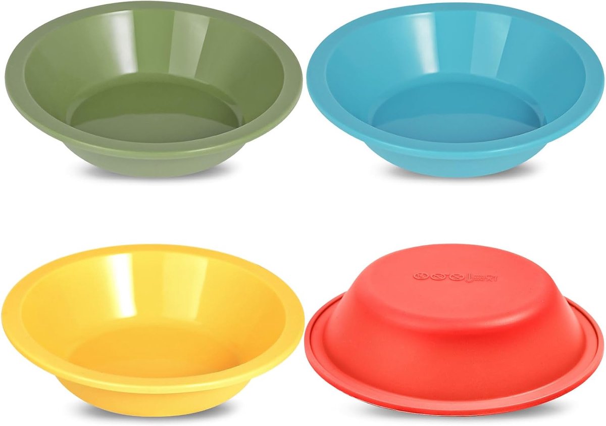 4-delige Ronde Siliconen Bakvormen Set - Individuele Taartvormen Non-Stick