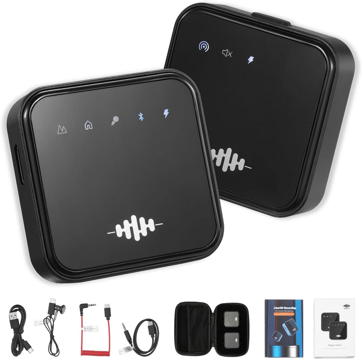 Draadloze Lavaliermicrofoon voor Mobiele Telefoons, iPads en Camera's - 2,4 GHz, 15 meter Bereik, 30-180 Hz