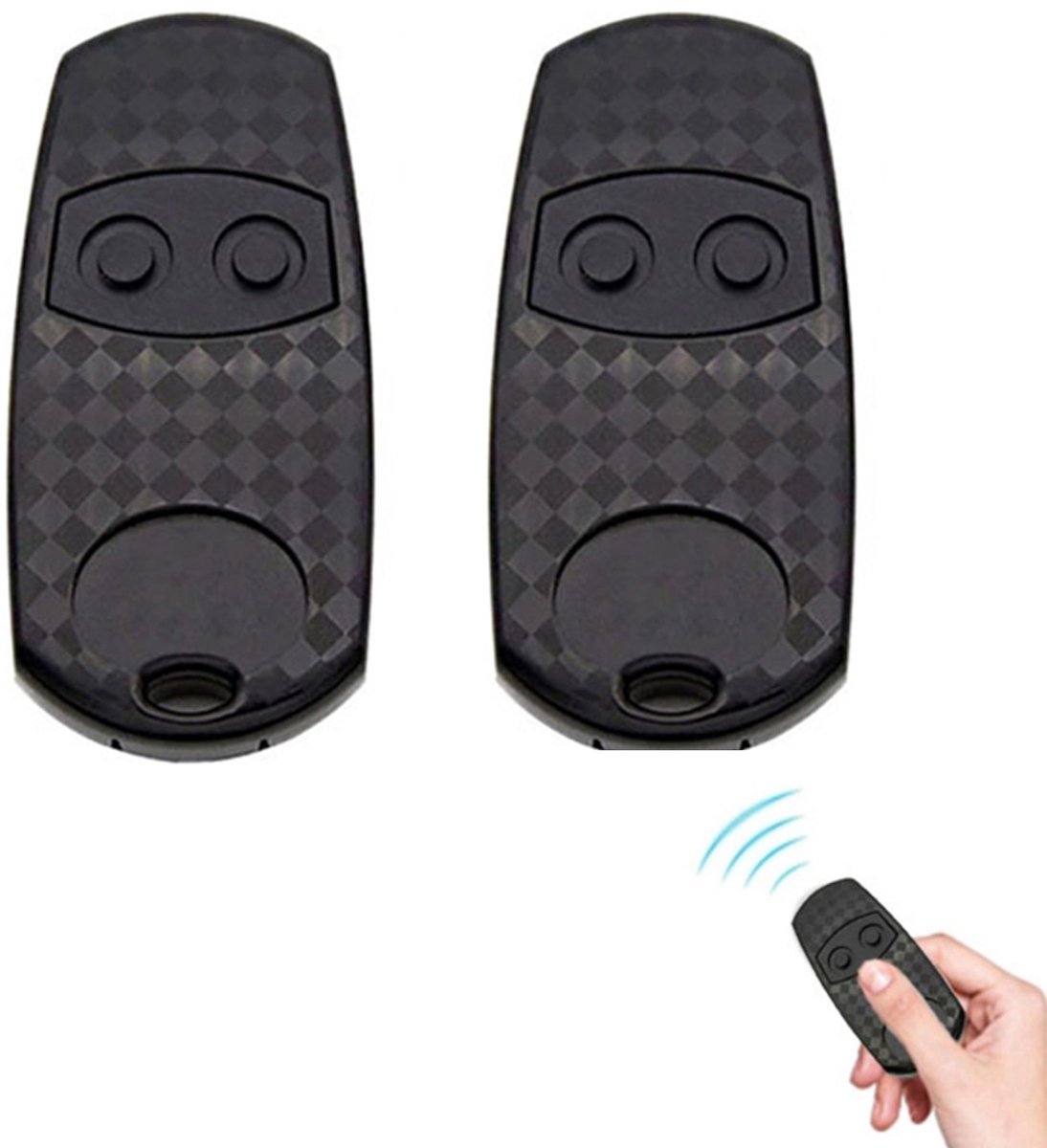 2stuks TOP432EV Garagedeur Afstandsbediening - 433,92 MHz - Vaste code - 2 kanalen - Zwart