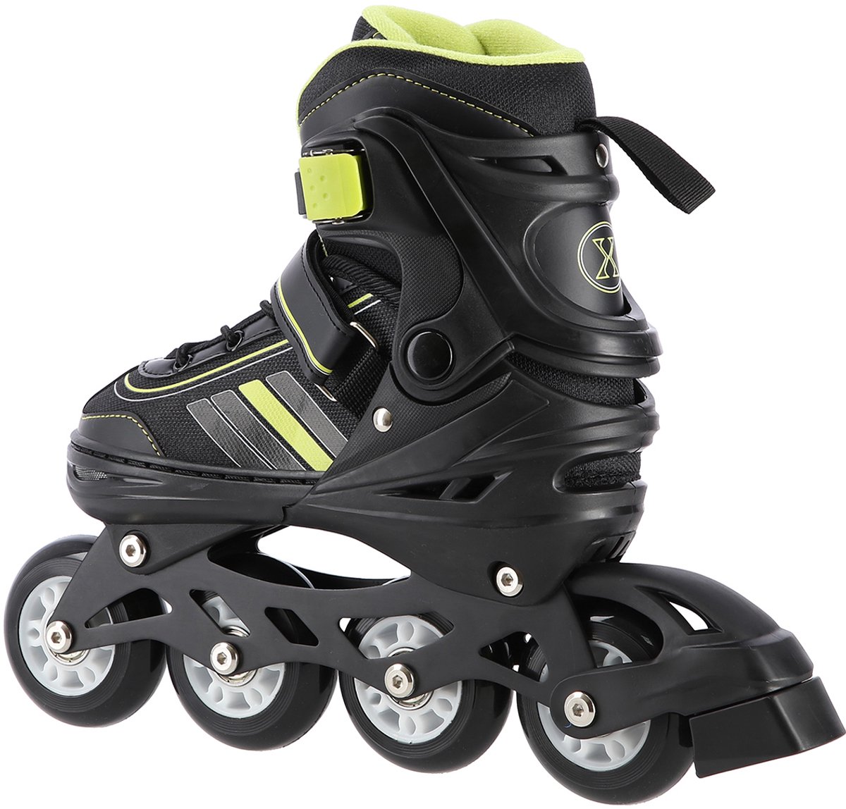 Nils Extreme schaatsen/ inline skates black/lime maat: 29-33 verstelbaar ABEC7