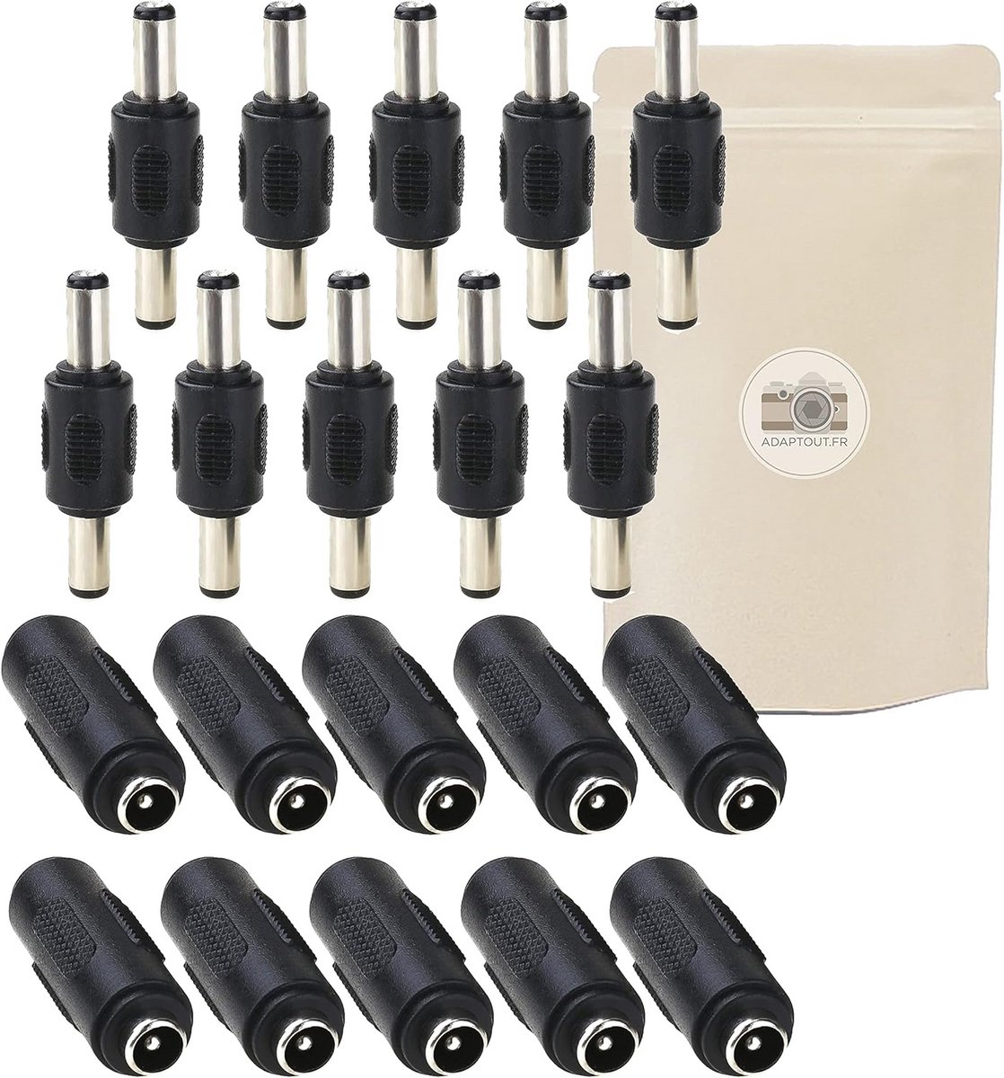 20 Stuks DC 12V Voedingsaansluitingen (10x Mannelijk, 10x Vrouwelijk) voor Camera en LED Strips - 5.5 x 2.1 mm Stekker
