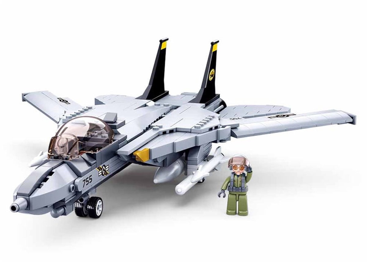 Sluban ModelBricks F-18 Tomcat Straaljager - Constructiespeelgoed modelbouw - bouwdoos met 404 bouwstenen - M38-B0755 - vanaf 8 jaar