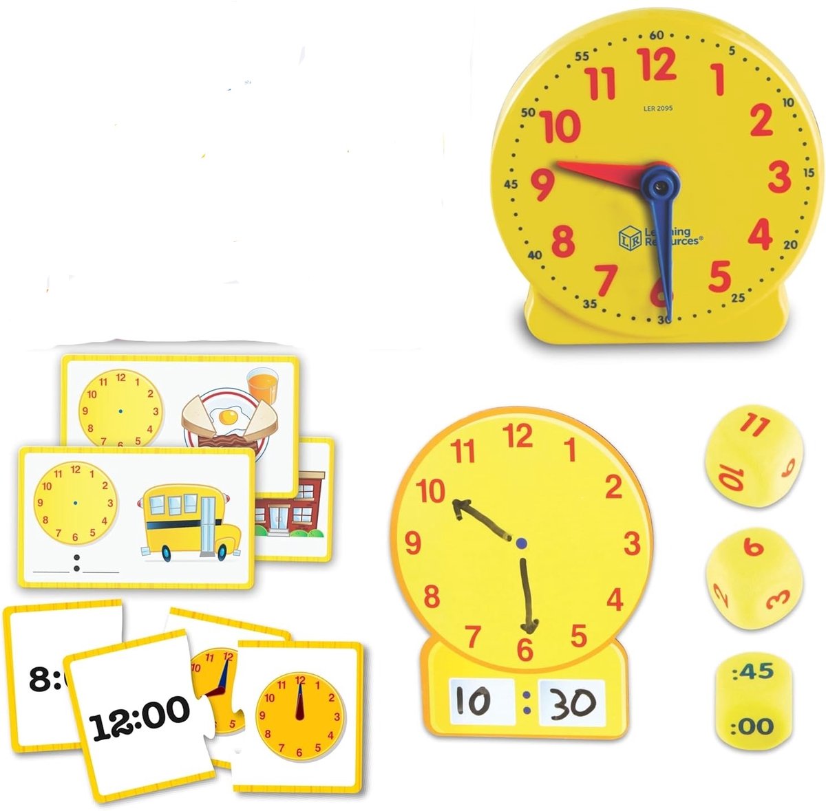 Montessori Tijdleer-set – Leerklokken voor kinderen, Essentiële benodigdheden voor leerkrachten, Basisschool & educatieve activiteiten, Wiskundig leermateriaal, Tijd-flashcards, Cadeaus voor jongens en meisjes