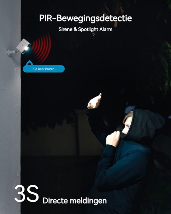 ieGeek Beveiligingscamera Draadloos Buiten - 2K Ultra HD - Camerabewaking - Bewakingscamera Voor Buiten - Buitencamera - Buiten Camera Met Nachtzicht - Oplaadbaar - Met WiFi en APP - Wit - 4 Stuks van Merkloos — afbeelding 3