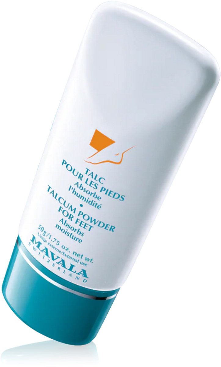 Mavala Voet Talkpoeder – Verfrissend Voetenpoeder Tegen Zweetvoeten En Onaangename Geur - Absorbeert Vocht En Houdt Voeten Droog - Deo-Active Formule Voor Langdurige Frisheid - Voetverzorging En Schoenen Deodorant - 50 g