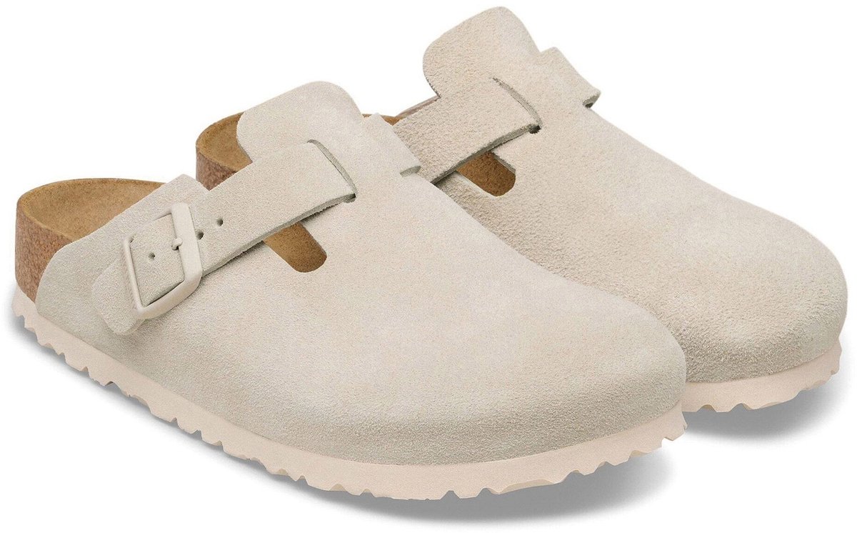 Birkenstock Boston Suède Slippers Senior Creme