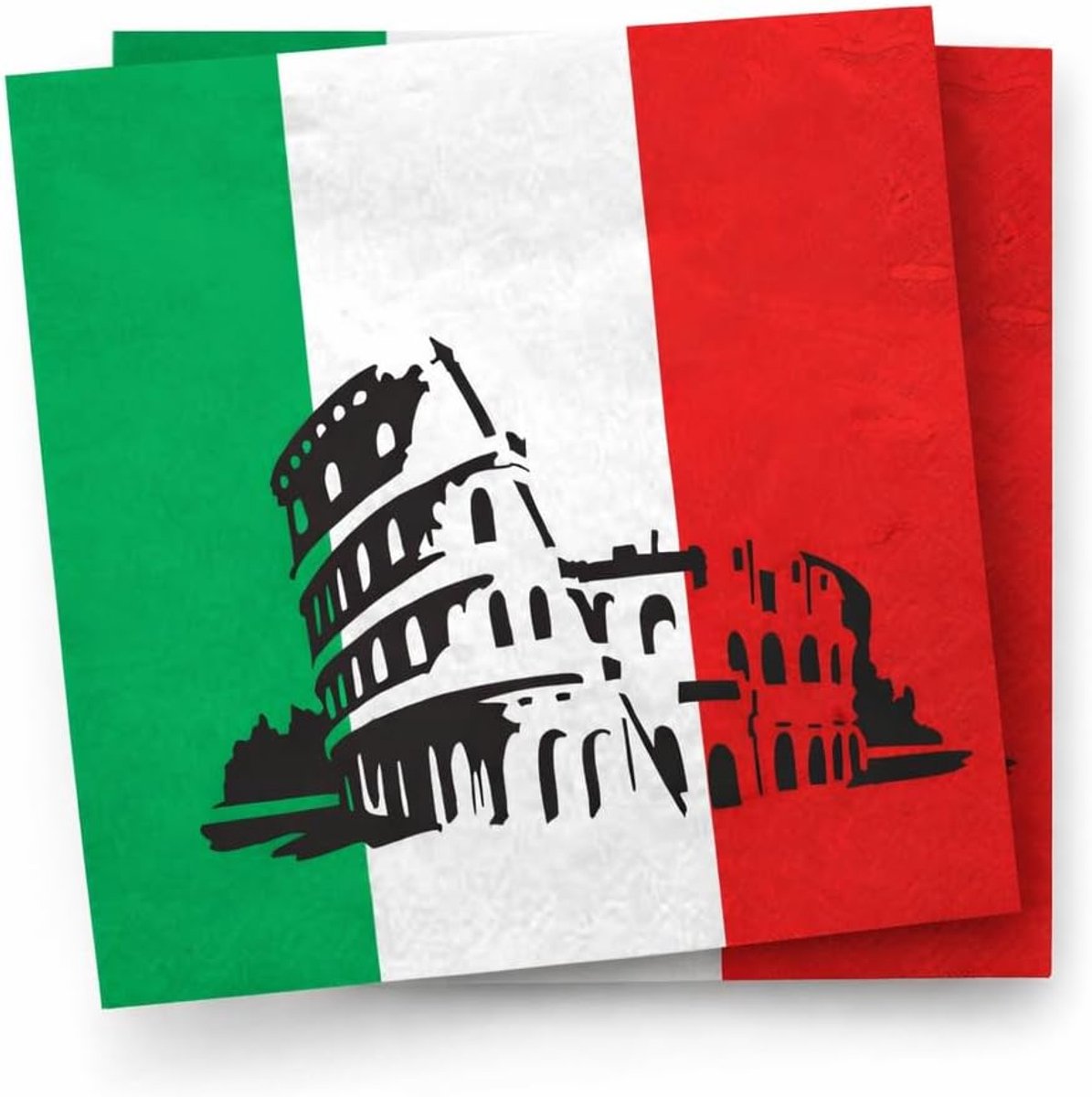 Papieren Servetten - Feestartikelen - Italiaans Thema - 20 Stuks - 33x33cm - Rood Wit Groen