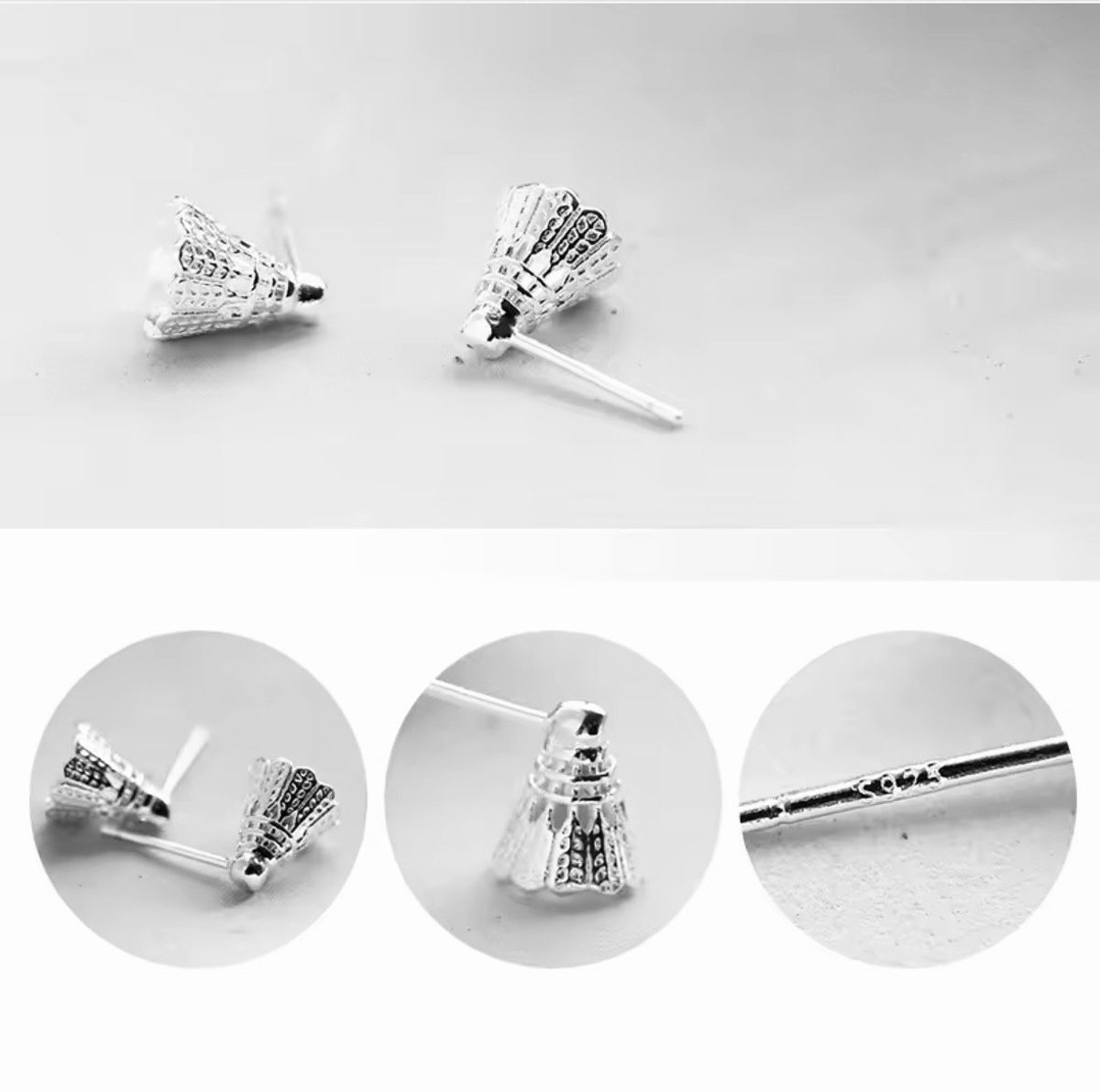 SportPresent® - Oorbellen - Badminton - Sieradenset - Shuttle - Zilver - 925 - Sieraad - Kado - Sport - Teamkado - Sportsieraad