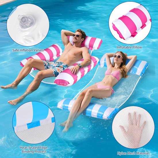 2-delige Opblaasbare Waterhangmat Strandbed Voor Volwassenen en Kinderen — afbeelding 3