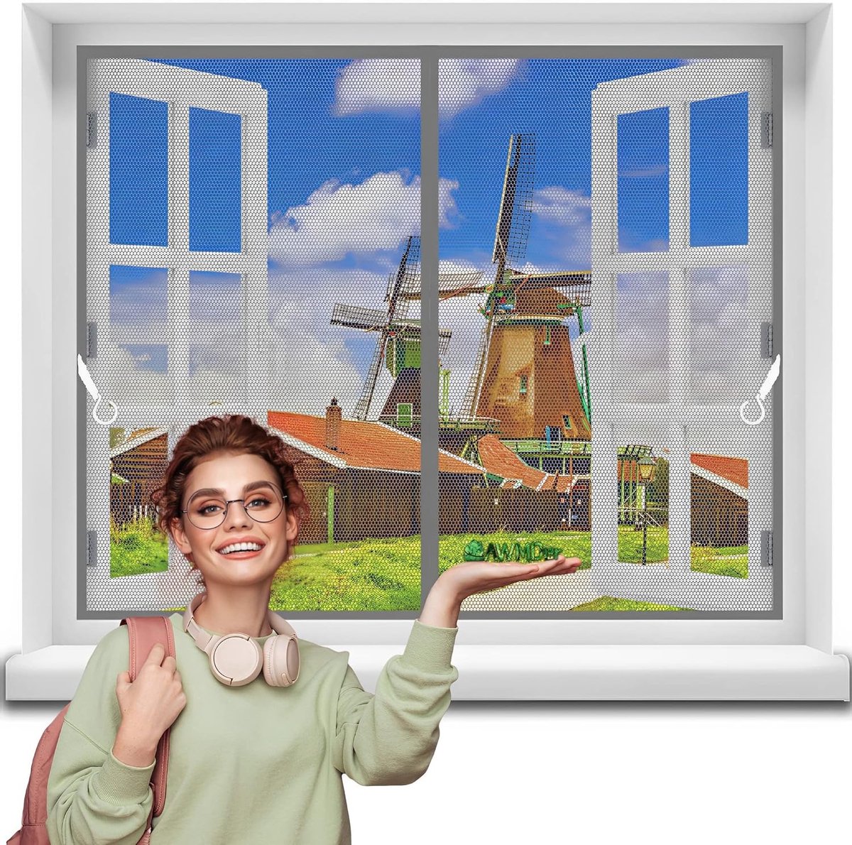 Magnetisch hordeurgordijn 65 x 75 cm - zelfsluitend, geen boren, voor deuren en terras - grijs