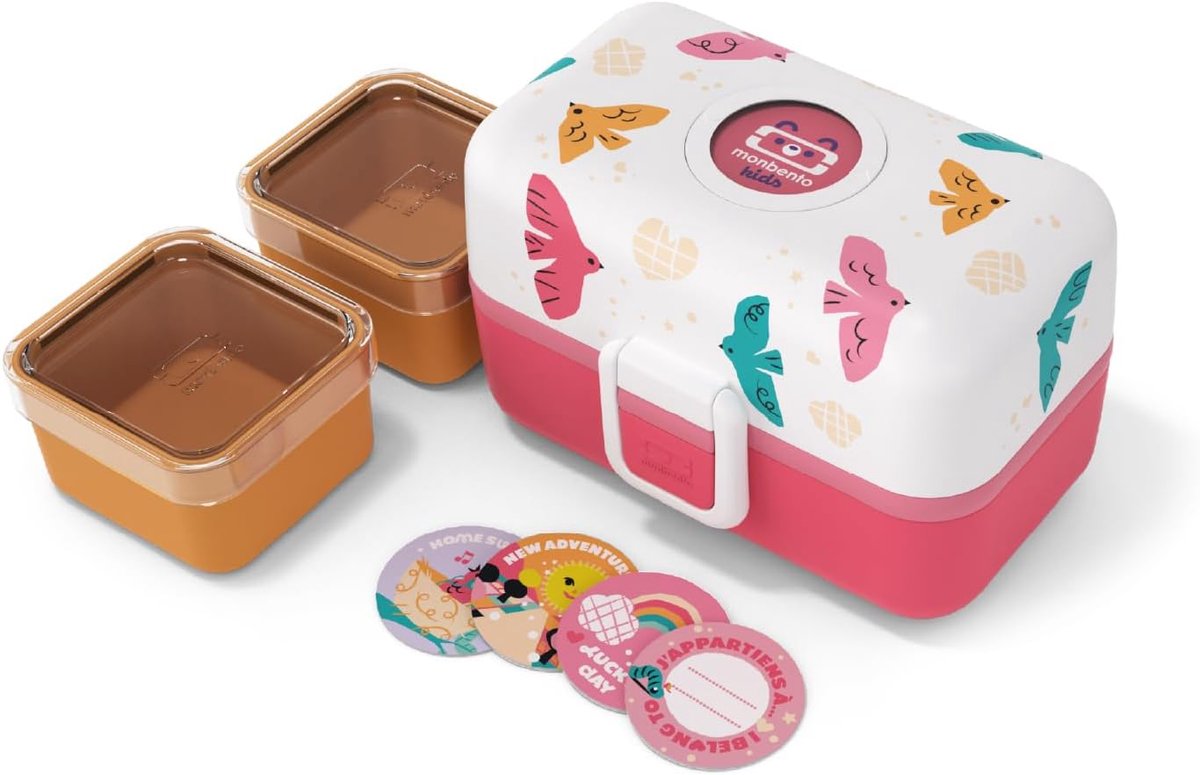 Kinder Lunchtrommel met 3 Vakken - BPA-vrij en Personaliseerbaar - Rood/Roze