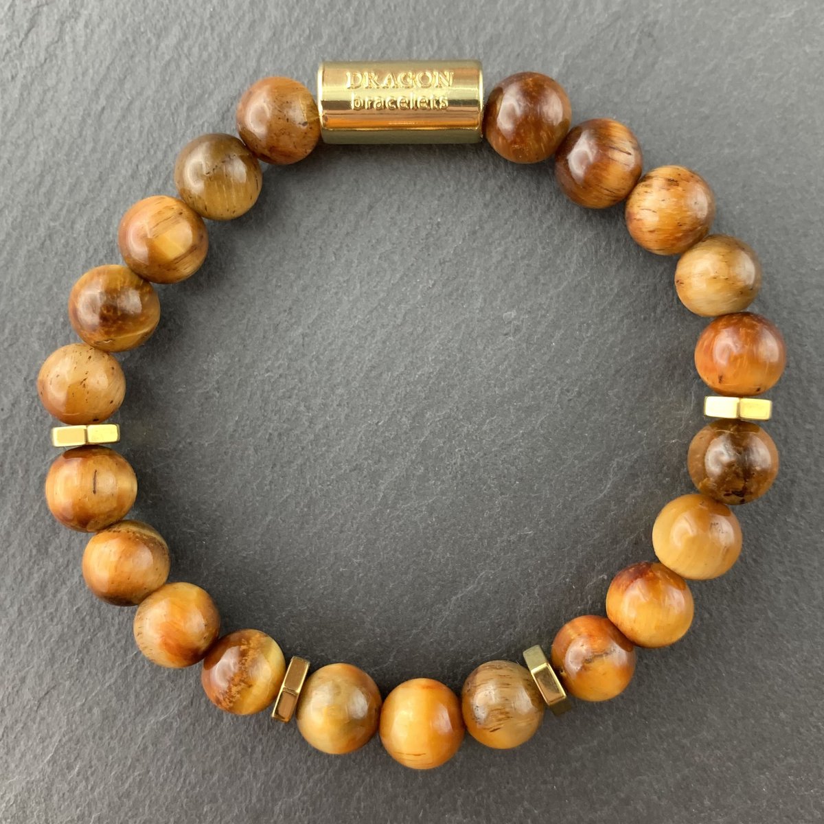 Dragon Bracelets® Essentials - Heren en Dames Armbanden - Tijgeroog - Goud Geel
