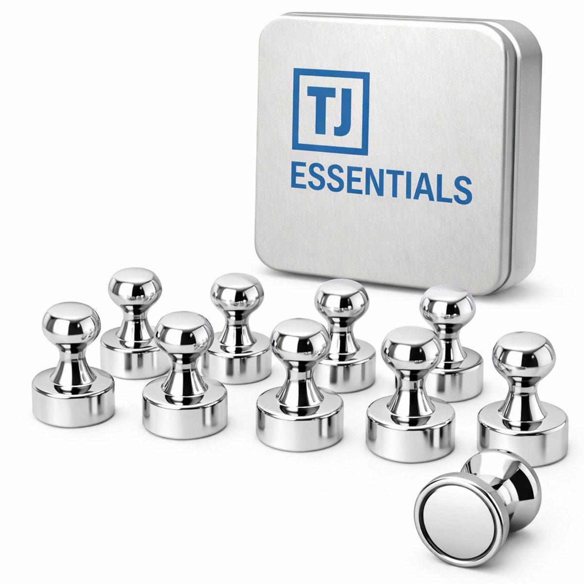 TJ Essentials Magnetische Pionnen – 12 mm – 12 Stuks – N52 – Zilver – Whiteboard / Prikbord Magneet