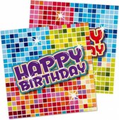 48x Happy birthday themafeest servetten 25 x 25 cm papier - Verjaardag papieren wegwerp tafeldecoraties